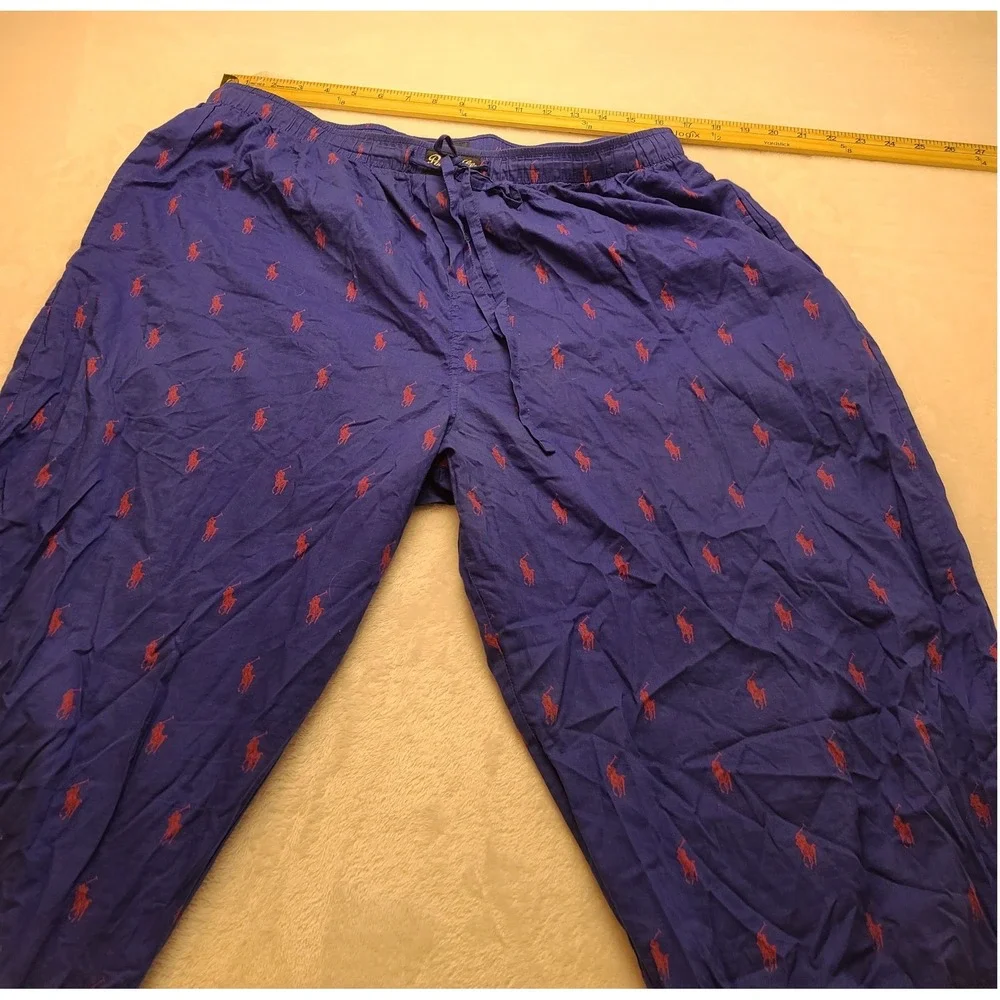 Polo Ralph Lauren Blue Red Pony‎ Logo Pajama Pants Men's XL Sleepwear